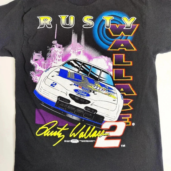 Vintage Rusty Wallace Nascar Double Sided Shirt Like a Rocket Size Medium - Picture 6 of 7